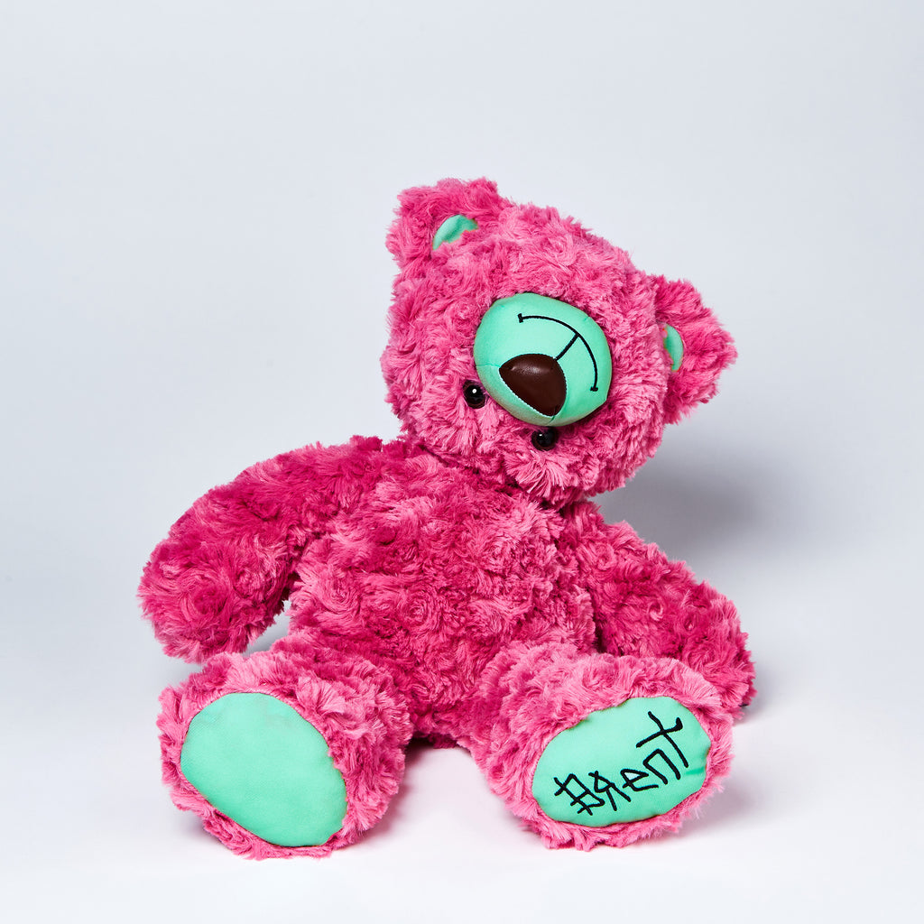 Introducing Smiles: the hot pink teddy bear that inspires creativity!